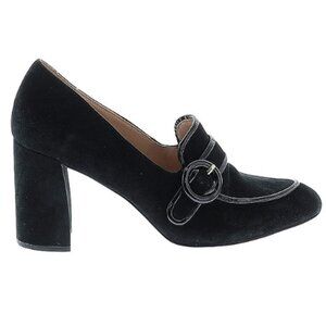 IMNYC Isaac Mizrahi Suede Heeled Loafers in Black